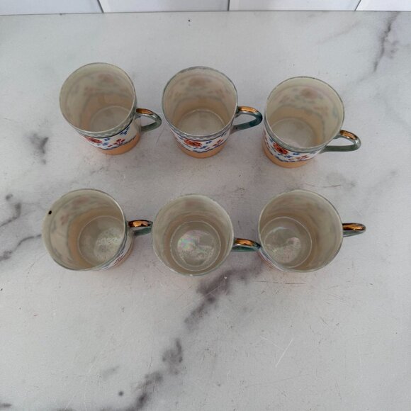 Vintage Chikaramachi Hand-Painted Floral Demitasse Cups Set Of 6 Made In Japan - Picture 3 of 6